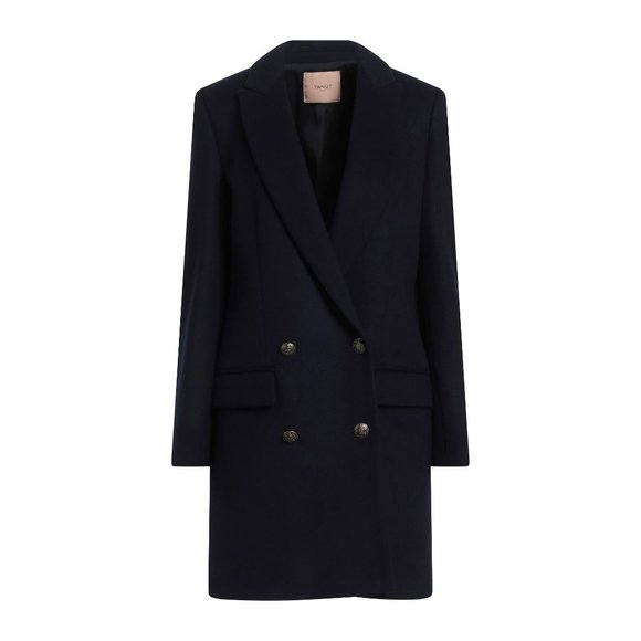 Twin-Set Jackets & Blazers - TWINSET Spring Midnight blue Wool Coat